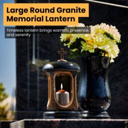 Novecrafto Large Granite Memorial Lantern Funeral Cemetery Grave Ornaments in Gold - thumbnail 7