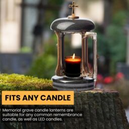 Novecrafto Large Granite Memorial Lantern Funeral Cemetery Grave Ornaments in Gold - thumbnail 6