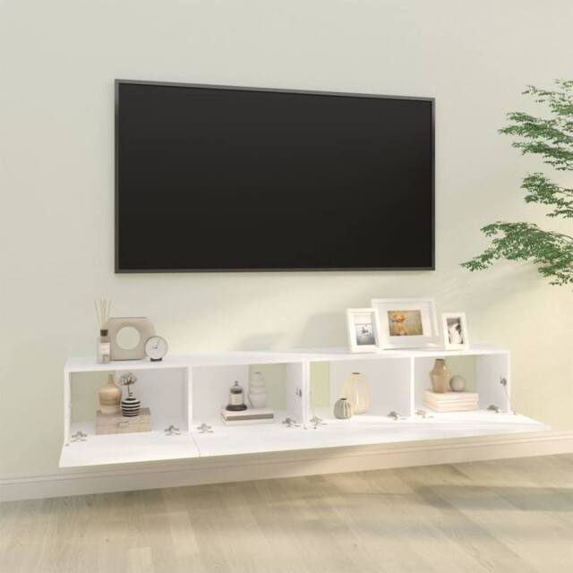 Berkfield Home Wall TV Cabinets 2 pcs White 100x30x30 cm Engineered Wood - Size: 100 x 30 x 30 cm - image 1