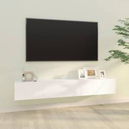 Berkfield Home Wall TV Cabinets 2 pcs White 100x30x30 cm Engineered Wood - Size: 100 x 30 x 30 cm - thumbnail 2