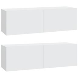 Berkfield Home Wall TV Cabinets 2 pcs White 100x30x30 cm Engineered Wood - Size: 100 x 30 x 30 cm - thumbnail 3