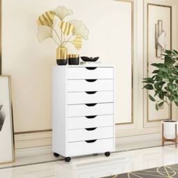 VOGREX Mobile Rolling Lateral File Cabinet in White - thumbnail 3