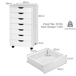 VOGREX Mobile Rolling Lateral File Cabinet in White - thumbnail 2