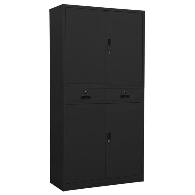 Berkfield Home Office Cabinet Anthracite 90x40x180 cm Steel in Black - Size: 90 x 40 x 180 cm - image 1