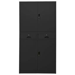 Berkfield Home Office Cabinet Anthracite 90x40x180 cm Steel in Black - Size: 90 x 40 x 180 cm - thumbnail 2