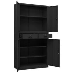 Berkfield Home Office Cabinet Anthracite 90x40x180 cm Steel in Black - Size: 90 x 40 x 180 cm - thumbnail 6