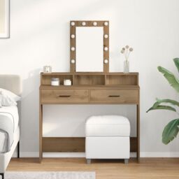 Berkfield Home Dressing Table with LED Lights¬†Artisan Oak 100x41x140 cm in Brown - Size: 100 x 41 x 140 cm - thumbnail 1