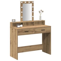 Berkfield Home Dressing Table with LED Lights¬†Artisan Oak 100x41x140 cm in Brown - Size: 100 x 41 x 140 cm - thumbnail 3