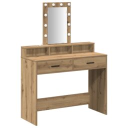 Berkfield Home Dressing Table with LED Lights¬†Artisan Oak 100x41x140 cm in Brown - Size: 100 x 41 x 140 cm - thumbnail 2