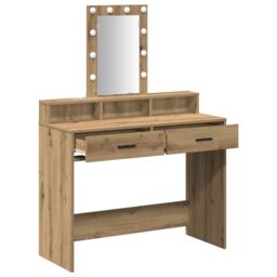 Berkfield Home Dressing Table with LED Lights¬†Artisan Oak 100x41x140 cm in Brown - Size: 100 x 41 x 140 cm - thumbnail 4