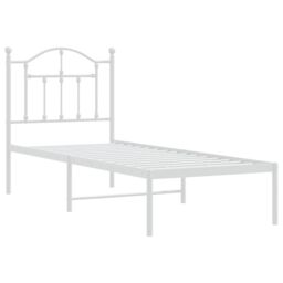 Berkfield Home Metal Bed Frame with Headboard White 75x190 cm Small Single - thumbnail 4