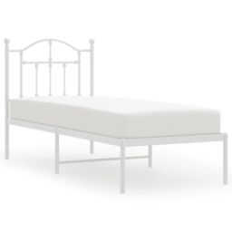Berkfield Home Metal Bed Frame with Headboard White 75x190 cm Small Single - thumbnail 2