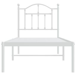 Berkfield Home Metal Bed Frame with Headboard White 75x190 cm Small Single - thumbnail 5