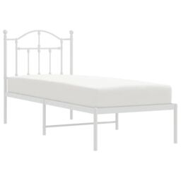 Berkfield Home Metal Bed Frame with Headboard White 75x190 cm Small Single - thumbnail 3