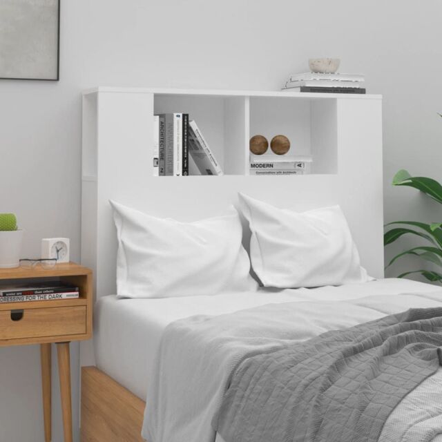 Berkfield Home Headboard Cabinet White 100x18.5x104.5 cm - image 1