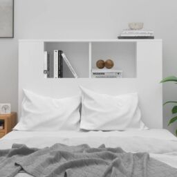 Berkfield Home Headboard Cabinet White 100x18.5x104.5 cm - thumbnail 3