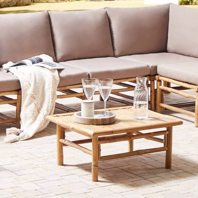 Wyld and Coco Bamboo Coffee Table 64 x 55 cm Rectangular Outdoor Rustic in Brown - image 1