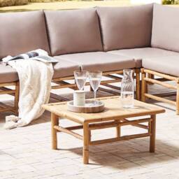 Wyld and Coco Bamboo Coffee Table 64 x 55 cm Rectangular Outdoor Rustic in Brown