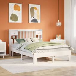 Berkfield Home Bed Frame without Mattress White 150x200 cm King Size Solid Wood Pine - thumbnail 2
