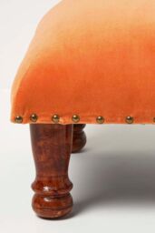 Homescapes Mable Velvet Square Footstool in Orange - thumbnail 5