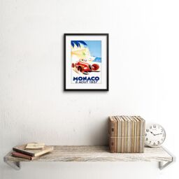 "Artery8 Wall Art Print Racing Car Monaco 1937 Grand Prix Artwork Framed 9X7 Inch in Black - Size: W7"" x H9""" - thumbnail 2
