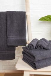 OHS 2 Pack of 100% Cotton Bathroom Bath Towel in Charcoal - thumbnail 1