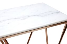 Orsina Rectangular Champagne Console Table, Boutique Geometric Entryway Table with Champagne Gold Metal Base - thumbnail 4