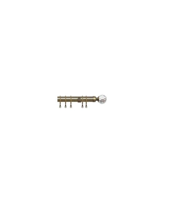 New Edge Blinds 25-28mm Crystal End Metal Curtain Pole Set - Antique Brass in Bronze - Size: 170 cm - 300 cm - image 1