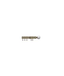 New Edge Blinds 25-28mm Crystal End Metal Curtain Pole Set - Antique Brass in Bronze - Size: 170 cm - 300 cm