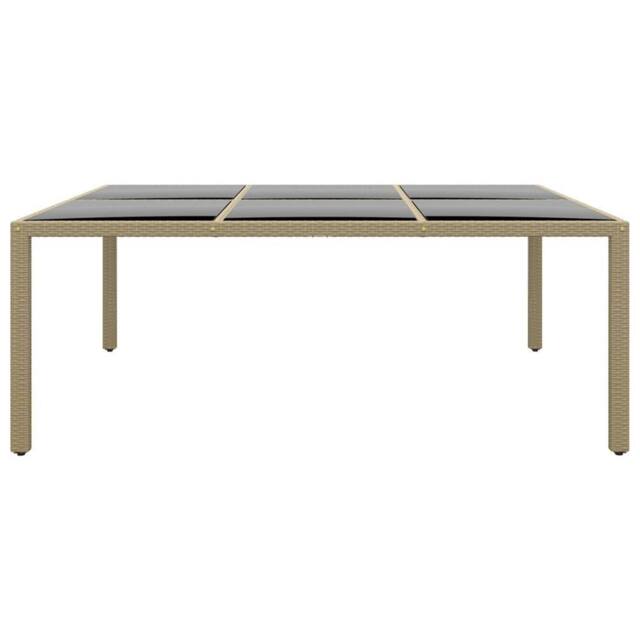 Berkfield Home Garden Table 200x150x75 cm Tempered Glass & Poly Rattan Beige - Size: 200 x 150 x 75 cm - image 1