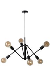 Lucide 'LESTER' Dimmable Stylish Adjustable Indoor Modern Pendant Light 6xE27 in Black - thumbnail 2