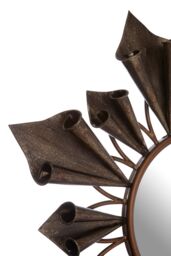 Orsina Starburst Frame Wall Mirror With Antique Gold Reliefs, Statement Mirror For Stairway, Sculpted Round Mirror in Brown - thumbnail 5