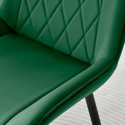 FurnitureboxUK Set of 2 Pesaro Luxury Velvet Dining Chairs With Diamond Stitched Back & Black Metal Legs in Green - thumbnail 5