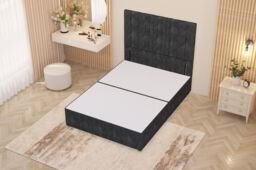 "Somnior Alexas Divan Bed Base with 54"" Floor Standing Headboard Tweed Fabric in Charcoal - Size: Single" - thumbnail 3