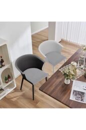 Living and Home 4Pcs Upholstered PP Dining Chairs with Armrest ( Load Capacity 150kg ) in Grey - thumbnail 5