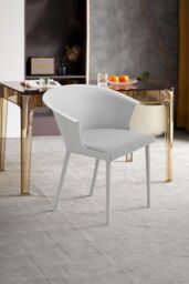 Living and Home 4Pcs Upholstered PP Dining Chairs with Armrest ( Load Capacity 150kg ) in Grey - thumbnail 2