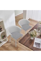 Living and Home 4Pcs Upholstered PP Dining Chairs with Armrest ( Load Capacity 150kg ) in Grey - thumbnail 3
