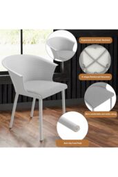Living and Home 4Pcs Upholstered PP Dining Chairs with Armrest ( Load Capacity 150kg ) in Grey - thumbnail 4