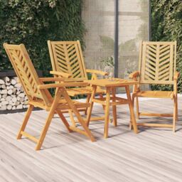 Berkfield Home Reclining Garden Chairs 3 pcs Solid Wood Acacia in Brown - thumbnail 1