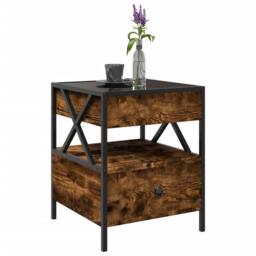 Berkfield Home Coffee Table with Infinity LED Smoked Oak 40x40x51 cm in Brown - Size: 40 x 40 x 51 cm - thumbnail 5