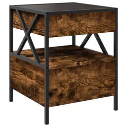 Berkfield Home Coffee Table with Infinity LED Smoked Oak 40x40x51 cm in Brown - Size: 40 x 40 x 51 cm - thumbnail 8