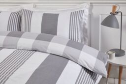 Rapport Home PH Chambray Stripe Duvet Cover Set with Pillowcase in Grey - Size: Single - thumbnail 2