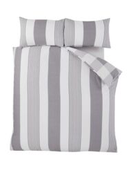 Rapport Home PH Chambray Stripe Duvet Cover Set with Pillowcase in Grey - Size: Single - thumbnail 3