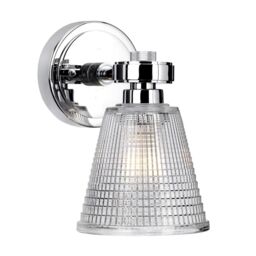 Netlighting Gunnislake 1 Light Wall Light Polished Chrome Glass Shade IP44 G9 in Grey - thumbnail 1