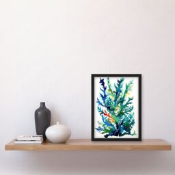 Artery8 Seaweed Plant Abstract Folk Art Artwork Framed Wall Art Print A4 in Black - thumbnail 2