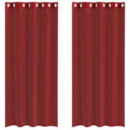 Berkfield Home Voile Curtains with Grommets 2 pcs Wine Red - thumbnail 1