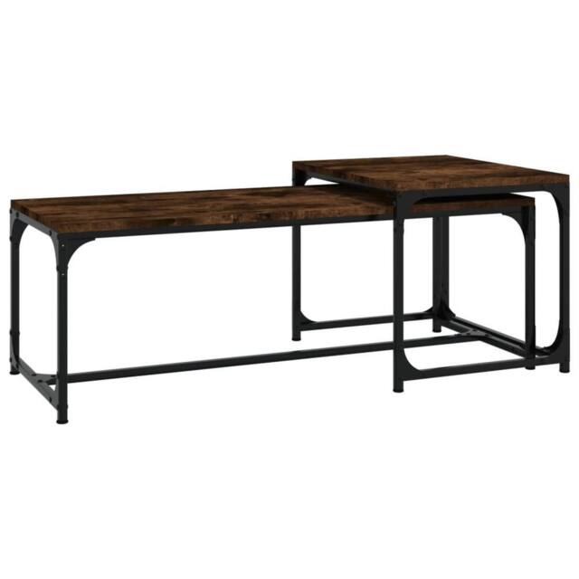 Berkfield Home Coffee Tables 2 pcs Smoked Oak Engineered Wood in Brown - image 1