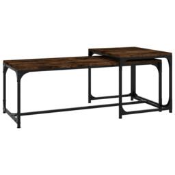Berkfield Home Coffee Tables 2 pcs Smoked Oak Engineered Wood in Brown - thumbnail 1