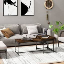 Berkfield Home Coffee Tables 2 pcs Smoked Oak Engineered Wood in Brown - thumbnail 2