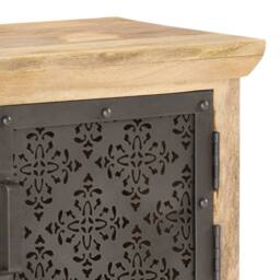 Berkfield Home TV Cabinet with Steel Doors 120x30x40cm Solid Mango Wood in Black - Size: 120 x 30 x 40 cm - thumbnail 6